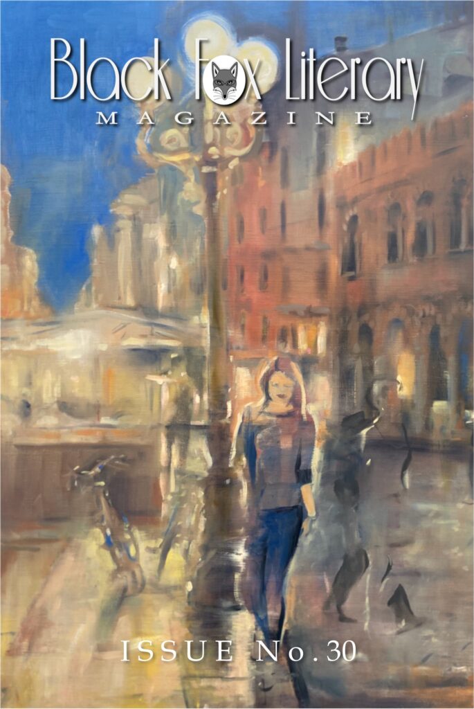 Black Fox Literary Magazine Cover 30 Paining of the streets of Verona by Gregg Chadwick